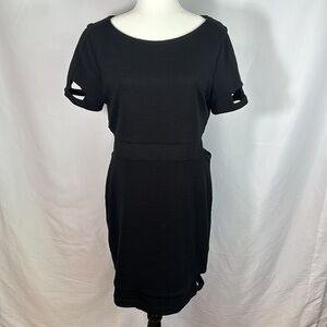 ASOS Black Hip & Thigh Cutout Ribbed Dress Size 14